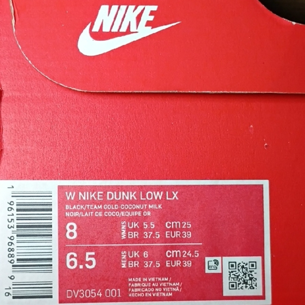 Nike Dunk Low LX 'Black Suede' sneakers Size 8 Black/Team Gold-Coconut Milk - Picture 13 of 13